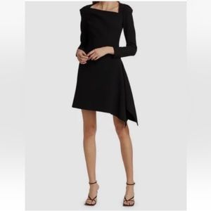 Roland Mouret charwell asymmetric crepe black dress size uk 10 us 6